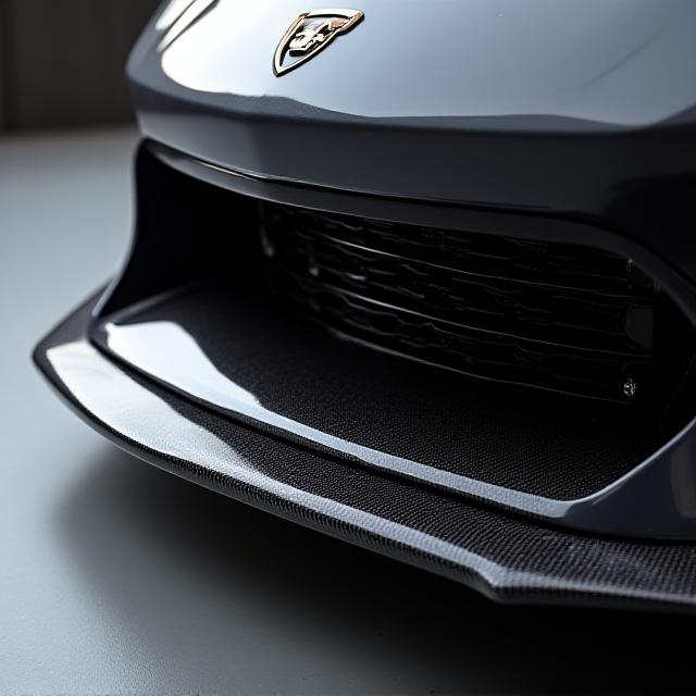 カーボンファイバー製のフロントスプリッターを装着したスポーツカー