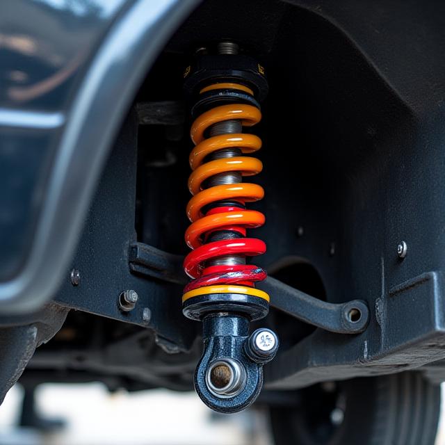 取り付けられた高性能コイルオーバーサスペンション